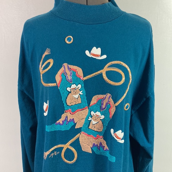 Vintage 90’s Lyn’ee  Pressed Western Design Shirt Made in USA Size One Size - Picture 4 of 9